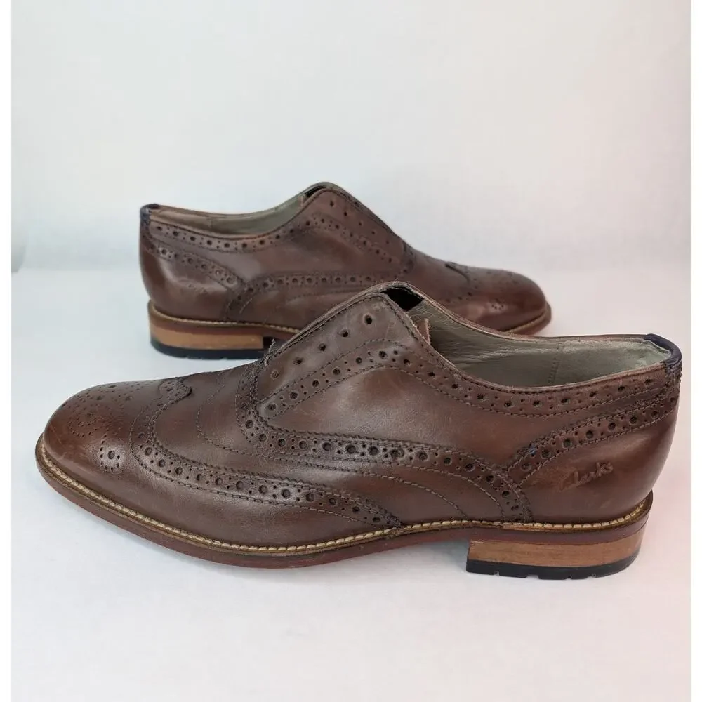 Clarks Craftmaster Oliver Brown Leather Brogue Oxfords 15775 Mens Shoes 7.5